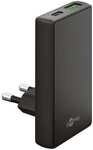 goobay Dual-Schnellladeger&auml;t GaN USB-C PD / USB-A QC 90&deg; Flat 45 W schwarz schwarz,
