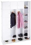 relaxdays Kleiderschrank-Stecksystem mit 18 F&auml;cher silber