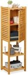 relaxdays Badregal Bambus mit T&uuml;r 113 x 35 x 29 cm natur braun