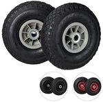 relaxdays 2er Set Sackkarrenrad 3.00-4 luftbereift grau