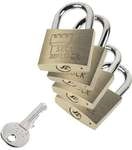 BURG-W&Auml;CHTER 4er-Set Vorh&auml;ngeschloss &raquo;QUADRO 405 30 GL SB&laquo; gold, 1.6 cm