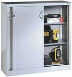 CP Stahlschrank mit Schiebet&uuml;ren 120 x 120 cm grau, 120x120x40 cm