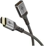 goobay HDMI-Verl&auml;ngerungskabel Ultra High-Speed-HDMI schwarz / silber 3 m schwarz