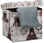 relaxdays Faltbarer Sitzhocker - Trendmotiv beige
