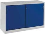 CP Stahlschrank mit Schiebet&uuml;ren 160 x 100 cm blau, 160x100x50 cm