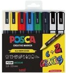 POSCA 8er-Pack Acrylstift &raquo;POSCA PC-5M&laquo; farbsortiert wei&szlig;