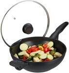 relaxdays Wok mit Deckel Induktion 30 cm grau