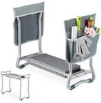 relaxdays Kniebank f&uuml;r Gartenarbeit 59 cm silber, 59x50x31.5 cm