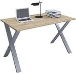 VCM Schreibtisch &raquo;Lona&laquo; 110/80 cm X-Fu&szlig;-Gestell silbern braun, 110x76x80 cm