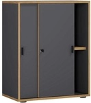 VCM Schiebet&uuml;renschrank &raquo;Salia&laquo; 2 OH mittel grau, 60x74x32 cm