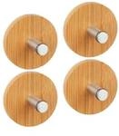 relaxdays 4er-Set Handtuchhaken selbstklebend natur/silber beige