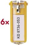 Durable 6er-Pack Schl&uuml;sselanh&auml;nger &raquo;Key Clip&laquo; gelb