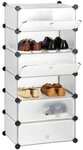 relaxdays Schuhschrank mit 6 F&auml;chern 107 x 49 x 37 cm transparent