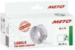 METO 6x 1000 Preisauszeichner-Etiketten - abl&ouml;sbar (26 x 16 mm) wei&szlig;