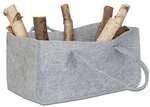 relaxdays Graue Kaminholztasche mit Tragegriffen