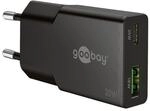 goobay Dual-Schnellladeger&auml;t GaN Slim 1x USB-C (PD) / 1x USB-A (QC) 20 W schwarz