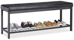 relaxdays XXL Schuhbank mit Polsterauflage schwarz, 115 cm