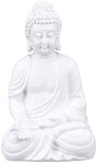 relaxdays Gartenfigur Buddha 30 cm wei&szlig; wei&szlig;