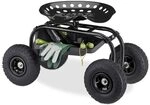 relaxdays Rollsitz f&uuml;r den Garten schwarz 4 R&auml;der schwarz