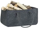 relaxdays Kaminholztasche in Anthrazit mit Tragegriffen grau