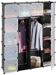 relaxdays Kleiderschrank Stecksystem mit 14 F&auml;cher schwarz