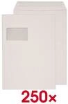 Mailmedia 250 Versandtaschen DIN C4 90 g/m&sup2; mit Fenster grau, 32.4x22.9 cm