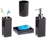 relaxdays Badaccessoires Set 4-teilig schwarz