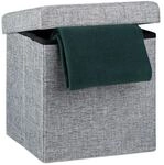 relaxdays Faltbarer Sitzhocker - Leinen grau