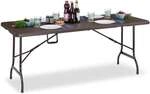 relaxdays Klappbarer Gartentisch in Holz-Optik 180 x 74 cm