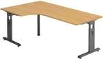 HAMMERBACHER Winkelschreibtisch &raquo;O-Line&laquo; Gestell anthrazit braun, 200x82x120...