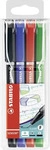 Stabilo 189/4, Stabilo 4er-Pack Fineliner "Sensor" blau