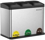 Songmics Abfalltrenner 3 F&auml;cher 45 L edelstahl grau, 60.5x48.5x40.5 cm