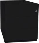Bisley Stahl-Rollcontainer &raquo;Note&laquo; mit Universalschubladen, mit Griffleiste schwarz,