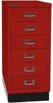 Bisley Schubladenschrank &raquo;MultiDrawer&laquo; A4, einbahnig, 6 Sch&uuml;be, mit Sockel rot,