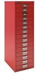 Bisley Schubladenschrank &raquo;MultiDrawer&laquo; A4, einbahnig, 15 Sch&uuml;be rot, 27.9x86x38 cm