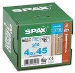 SPAX Fassadenschrauben T20 Linsensenkkopf A2 4,5 x 45 mm 200 St&uuml;ck