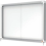 Nobo Schaukasten Innenbereich &raquo;Premium Plus&laquo; wei&szlig; / aluminium Schiebet&uuml;r 8x A4