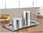 Esmeyer 3-tlg. Milch- und Zucker-Set &raquo;WAVE&laquo; silber, 26x9.4x14 cm