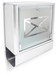 relaxdays Edelstahl Briefkasten mit Zeitungsrolle silber