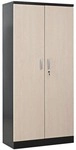 G&uuml;rkan Stahlschrank mit Fl&uuml;gelt&uuml;ren in Holzoptik 92 x 195 cm Korpus schwarz