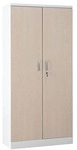 G&uuml;rkan Stahlschrank mit Fl&uuml;gelt&uuml;ren in Holzoptik 92 x 195 cm Korpus wei&szlig; wei&szlig;,