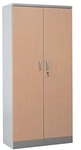 G&uuml;rkan Stahlschrank mit Fl&uuml;gelt&uuml;ren in Holzoptik 92 x 195 cm Korpus silber silber,