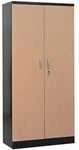 G&uuml;rkan Stahlschrank mit Fl&uuml;gelt&uuml;ren in Holzoptik 92 x 195 cm Korpus schwarz