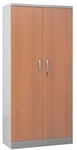 G&uuml;rkan Stahlschrank mit Fl&uuml;gelt&uuml;ren in Holzoptik 92 x 195 cm Korpus silber silber,