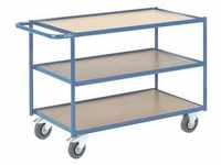 Tischwagen mit 3 Etagen »28 kg« blau, ROLLCART, 99x82x50 cm