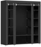 Songmics Kleiderschrank mit Kleiderstange 12 Ablagen schwarz, 150x175x45 cm