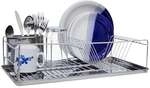 relaxdays Abtropfkorb mit Besteckkorb &raquo;XL&laquo; silber