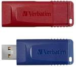 Verbatim 2er-Pack USB-Sticks &raquo;Slider&laquo; 32 GB rot, 2.1x1.1x5.9 cm
