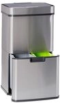 relaxdays 3-fach M&uuml;lltrennsystem - 60 L silber, 42x74.5x31.5 cm