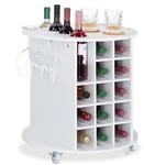 relaxdays Weinregal 17 Flaschen wei&szlig; auf Rollen wei&szlig;, 54x56x54 cm